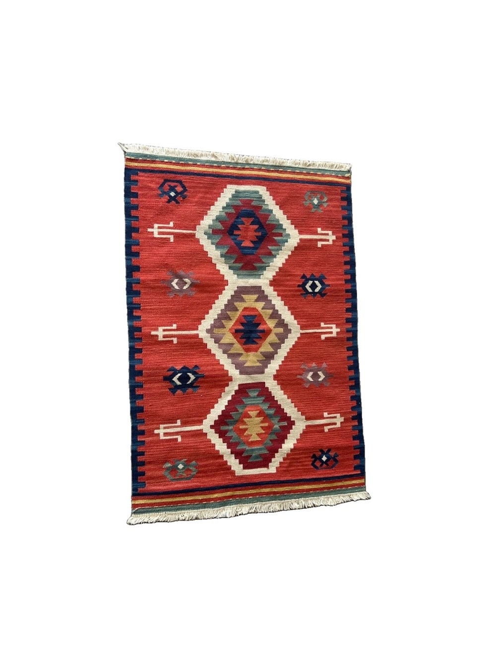 Vintage Kilim Rug Hand Woven Wool Turkish Tribal Geometric Southwestern 25x38 - Picture 11 of 14